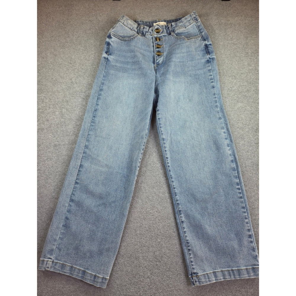 Oat New York Wide Leg Jeans Women Size 4 / 27 Light Wash Button Fly Denim
